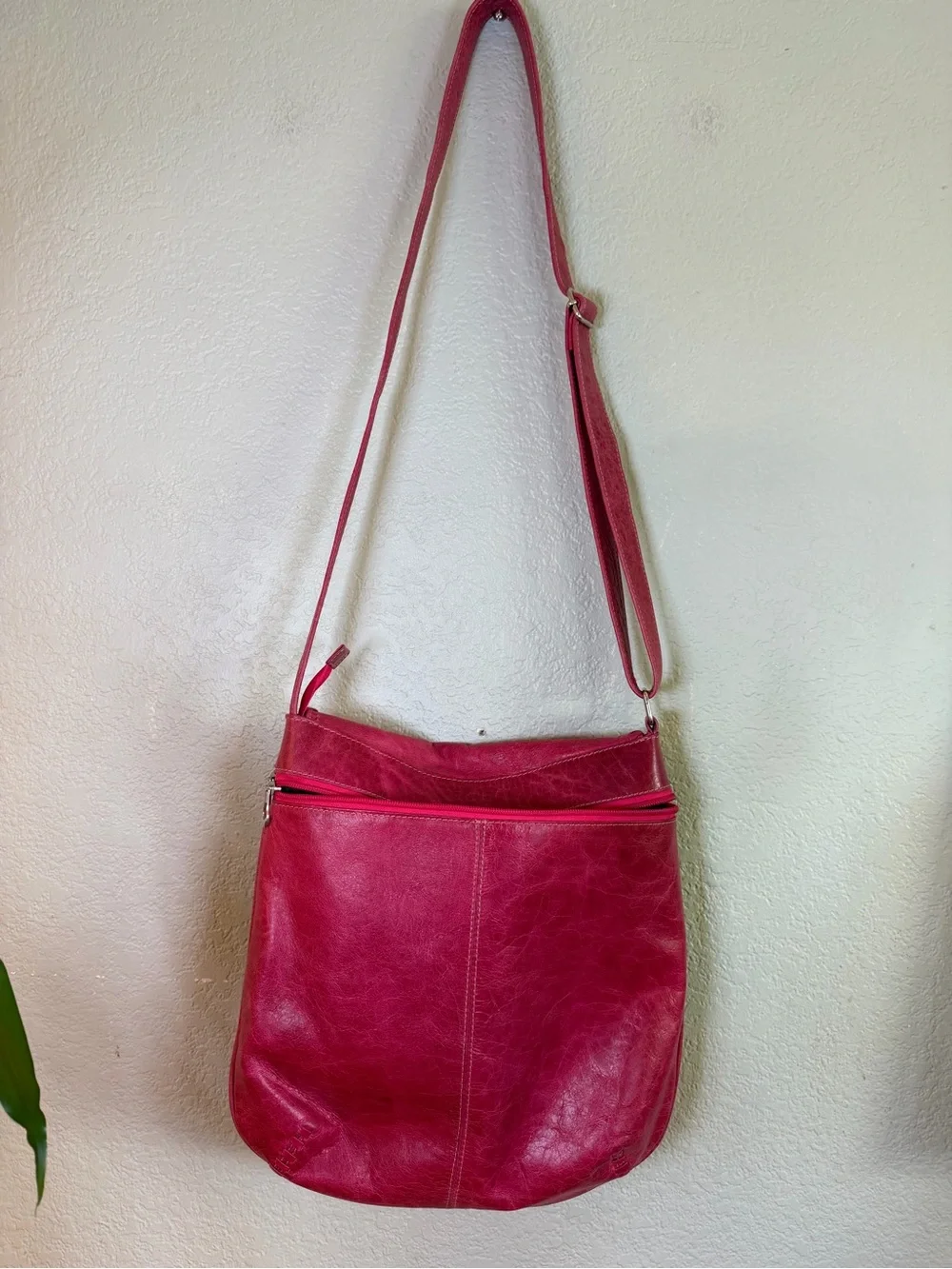 Vintage Leather Southwestern Red Colombian Woven Front Crossbody Bohemian Bag
